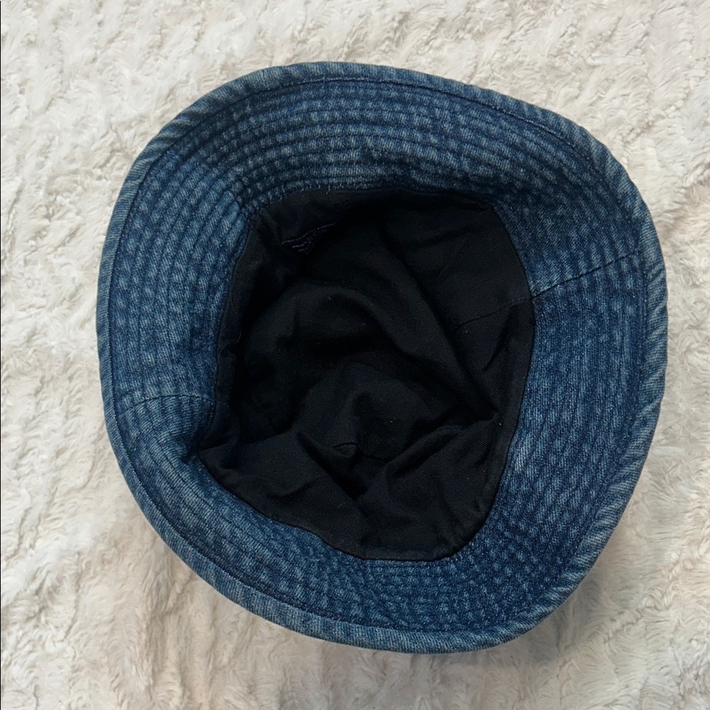 Vintage 90s Blue Denim Cotton belt buckle Bucket Hat size small medium adult - Picture 5 of 7